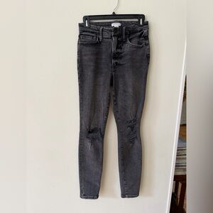 Good American Black Distressed Skinny Jeans | Size 27